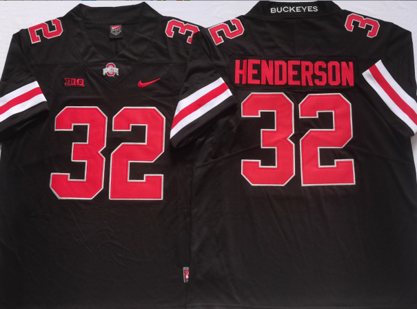 Men's Ohio State Buckeyes Treveyon Henderson #32 Black Jersey